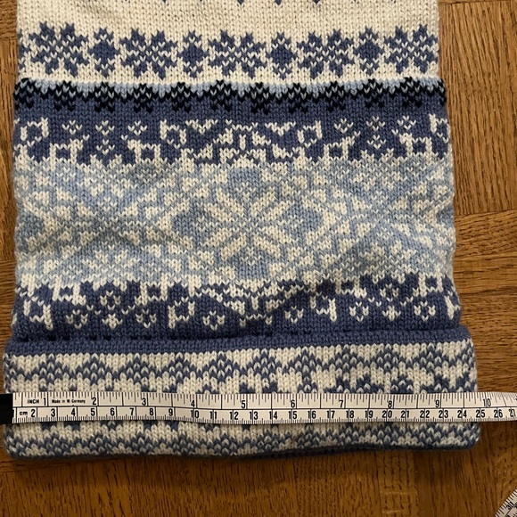 Estonian 100% Wool Long-Tailed Hat Scarf Combo – Cream Blue – Made in Estonia - Picture 10 of 12